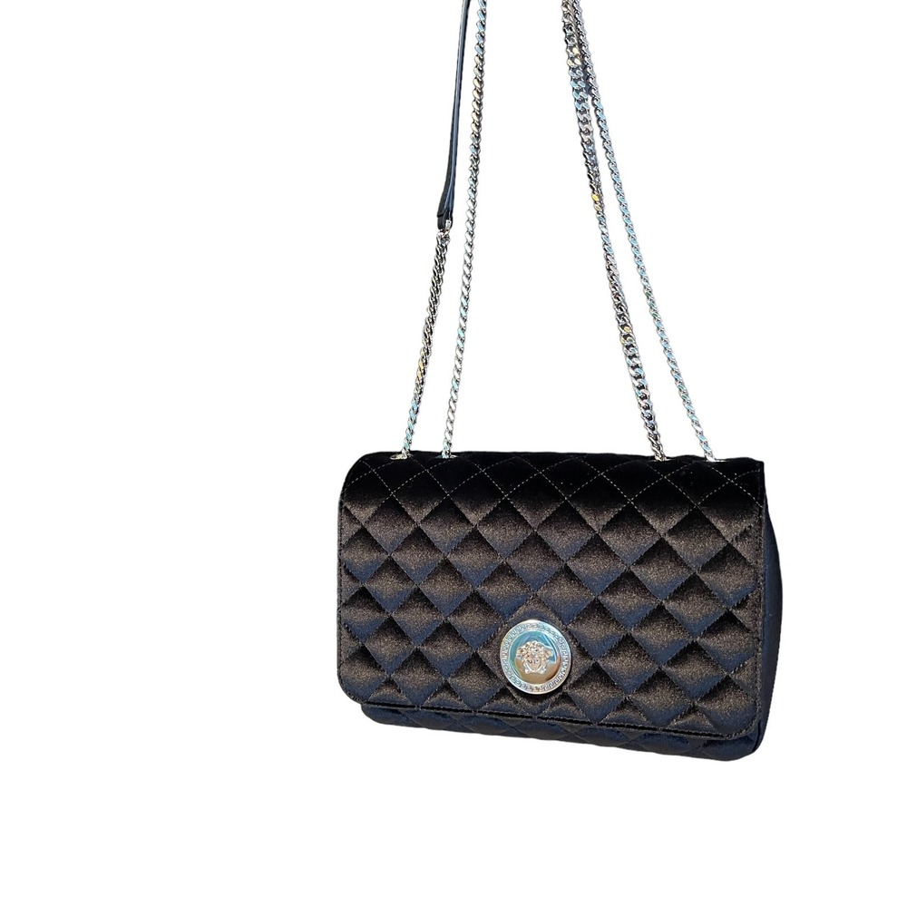 Versace La Medusa Quilted Black‎ Velvet Clutch Crossbody, DBSI 159S